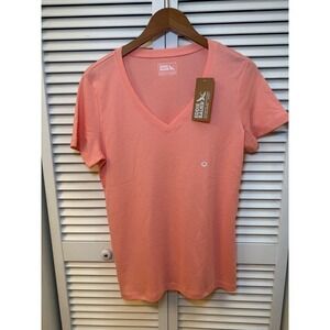 Eddie Bauer Pink Grapefruit Favorite V-Neck Tee Shirt 7328 Womens P long NWT